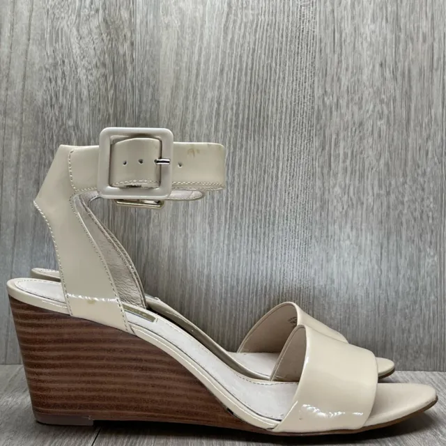 Louise Et Cie Sandals Womens Size 7M Punya Wedge Ankle Strap Leather Ivory