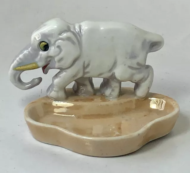 Vintage Art Deco Lusterware Figural Elephant Pin Ring Trinket Tray Plate Japan