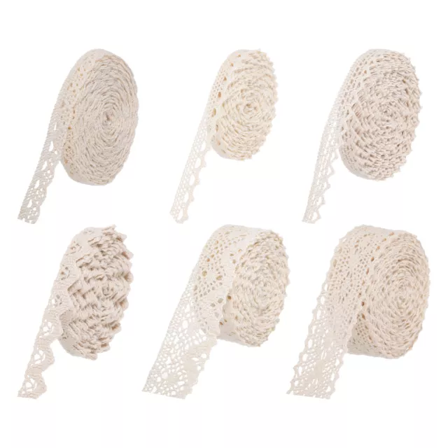 Lace Ribbon Set of 6, 30 Yards Cotton Lace Trim Beige(Set 2)