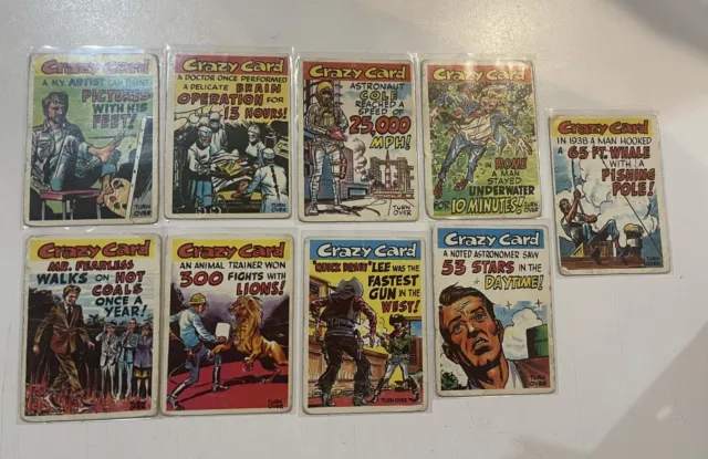 1961 Topps CRAZY CARD Lot of 9 different original trading cards