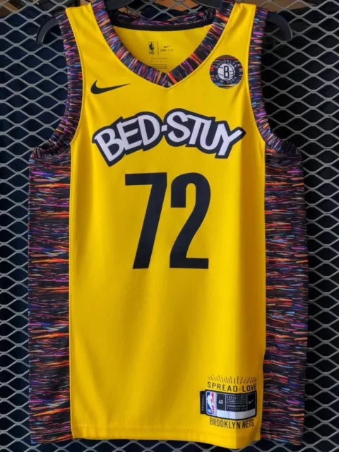 Nike NBA Brooklyn Nets Biggie Jersey Amarillo Stitched Swingman CU0193-728 L
