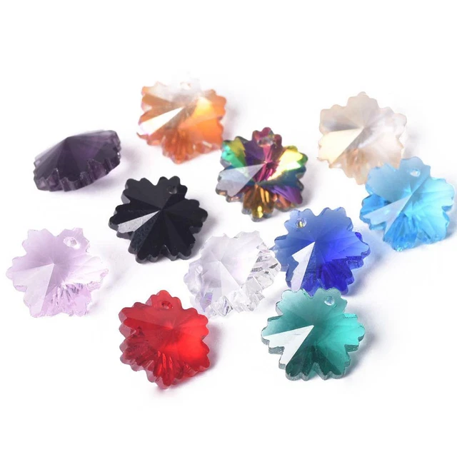 10 Stück 14mm Schneeflocke Facettiert Kristall Glas Lose Anhänger Perlen