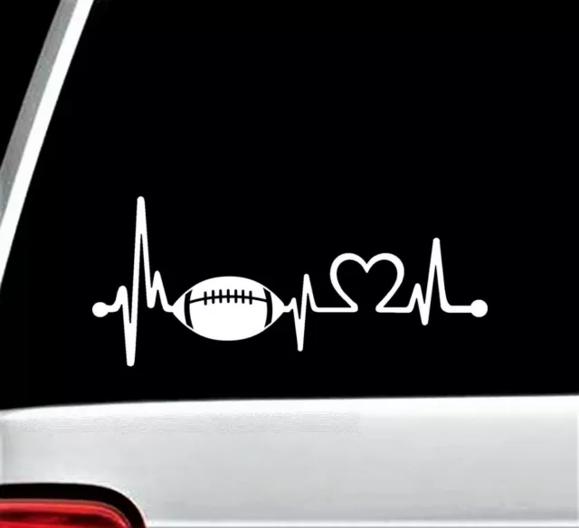 Football Heartbeat Lifeline Decal Sticker for Car Window BG 446 Helmet Rugby