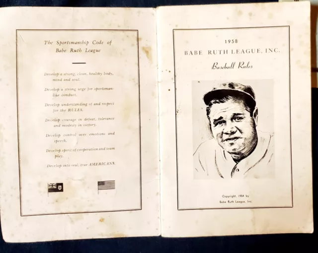 1958 Babe Ruth League Rules & Regulations Booklet Sponsored By Coca-Cola 3