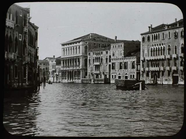 ANTIQUE Magic Lantern Slide PALAZZO REZZONICO C1900 PHOTO VENICE ITALY