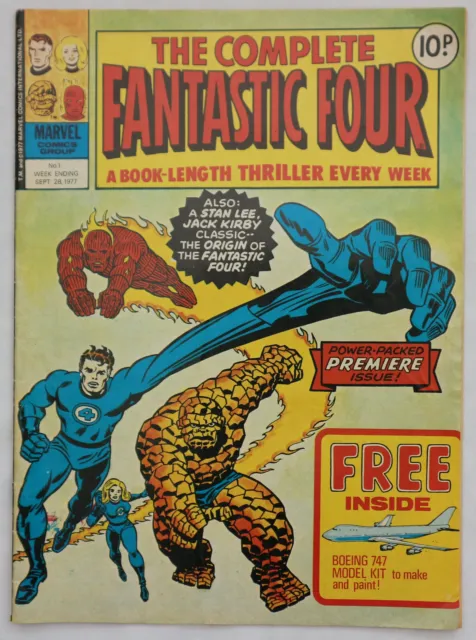 Vintage Marvel Comic The Complete Fantastic Four  Weekly 1977 Issue No. 1 VGC