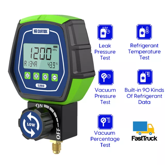 HVAC Vacuum Pressure Temp Leak Tester Refrigeration Digital Manifold Gauge Meter