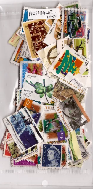 AUSTRALIE 50 timbres oblitérés TOUS DIFFERENTS bon etat NK