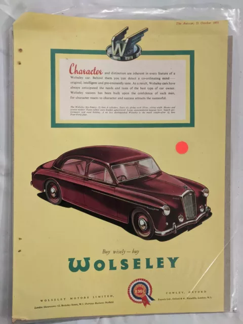 1955 WOLSELEY AUTOMOBILES print ad M230