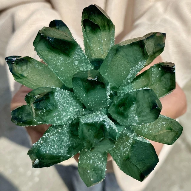 380G New Find Green Phantom Quartz Crystal Cluster Mineral Specimen Healing