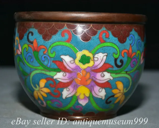4.6" Old Chinese Bronze Enamel Cloisonne Dynasty Palace Flower Jar Pot