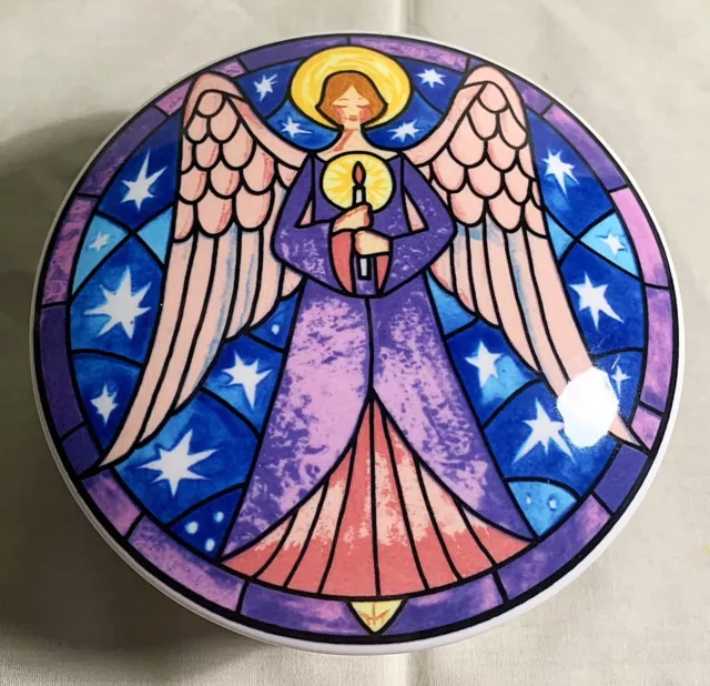 Stunning Mikasa Stained Glass-Style Angel Porcelain Jewelry Trinket Box