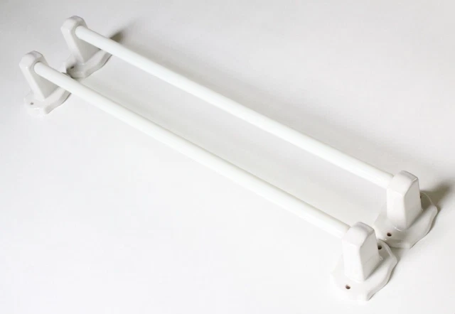 antique milk glass towel bar holder | porcelain vtg deco victorian bathroom old