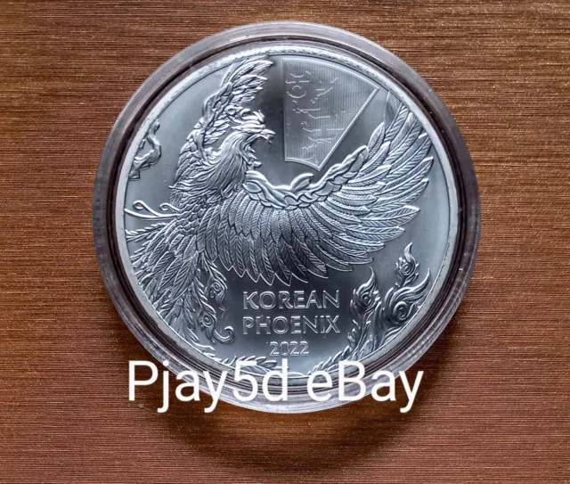 2022 Phoenix 1oz Silver Bullion coin in capsule