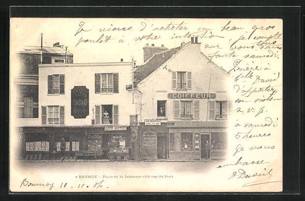CPA Brunoy, Place de la Jeunesse côté rue du Pont 1904