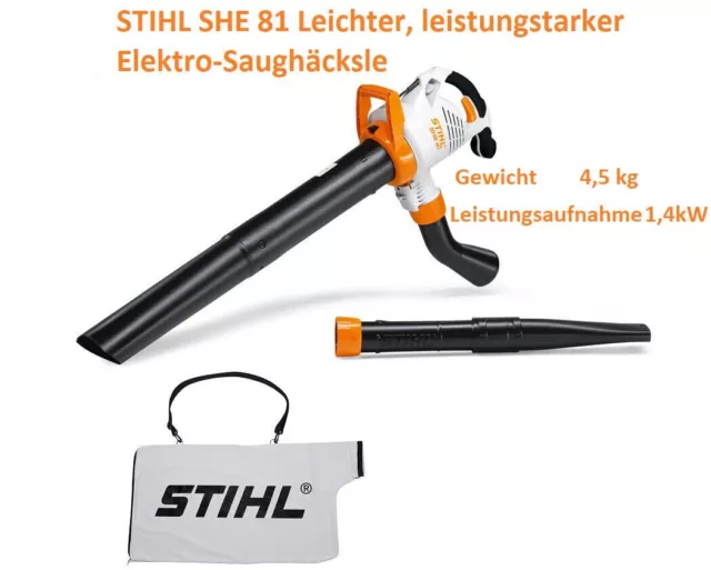 STIHL SHE 81 Leichter, leistungstarker Elektro-Saughäcksler LICHT, PRAKTISCH