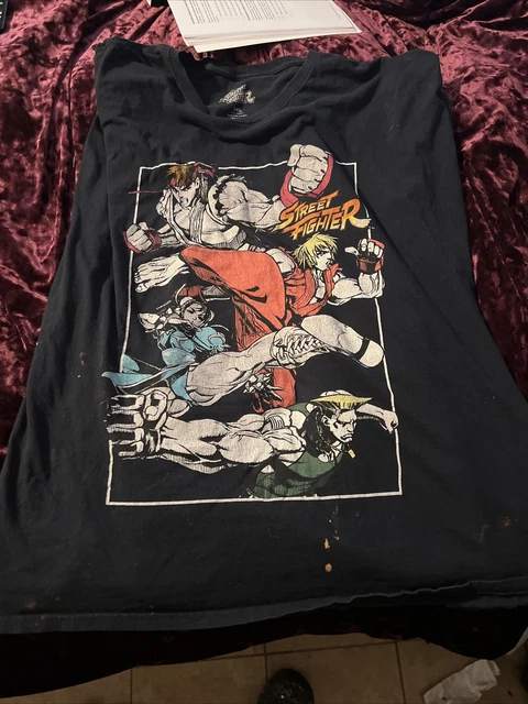 Street Fighter T-Shirt Adult 3XL Black Big Graphic Cast Short Sleeve Arcade Mens
