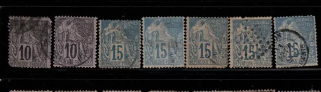French Colonies,Scott#50-51,7 stamps,used,Scott=$28