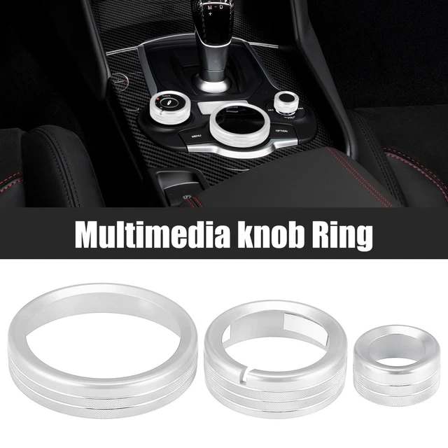 1 Set Multimedia Knob Ring Interior for Alfa Romeo Stelvio 2015-2020 Silver Tone