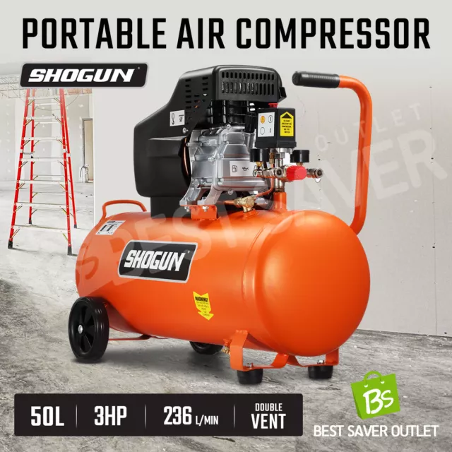 Portable 50L 3HP Electric Air Compressor Tank Direct Drive Pump Tyres Inflator