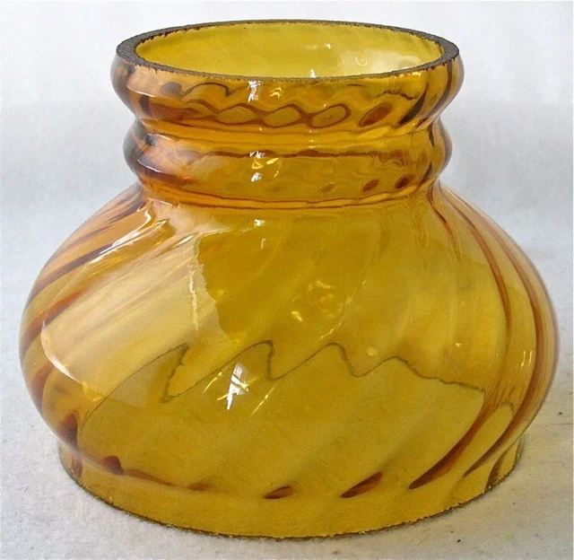 Amber swirl miniature oil lamp shade, 3 3/4" base diameter