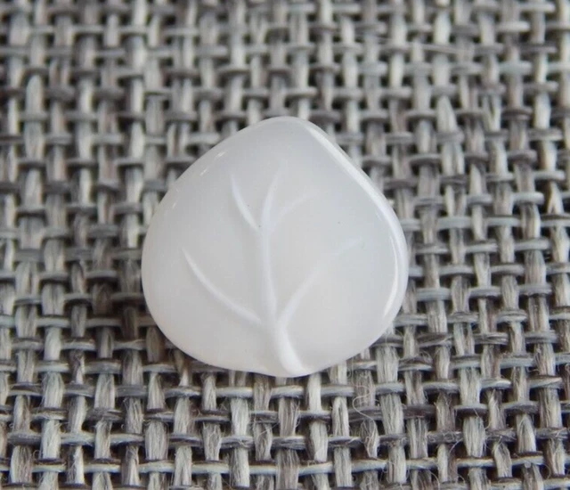 Antique Vtg  Leaf Dug Button Design Under Glass "Dig"~Aprx: 9/16"~#112-C