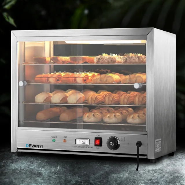 Devanti Commercial Food Warmer Electric Pie Hot Display Showcase Cabinet 4 Tier