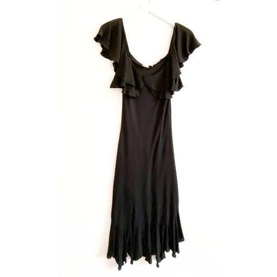 Paul and Joe Scoop Neck Ruffle Silk Midi Dress, Size 38EU