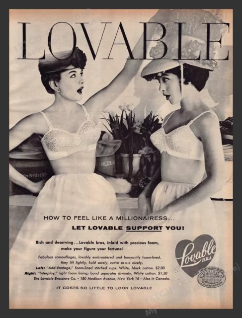 1959 women's lovable interplay bra is Money in the Bank Vintage fashion ad
