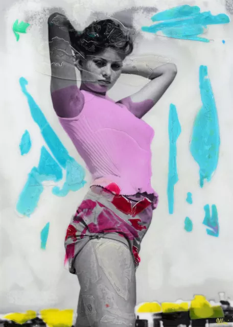 ROLANDO PELLINI Omaggio a Sofia Loren - tecnica mista e resina su tela 100x70