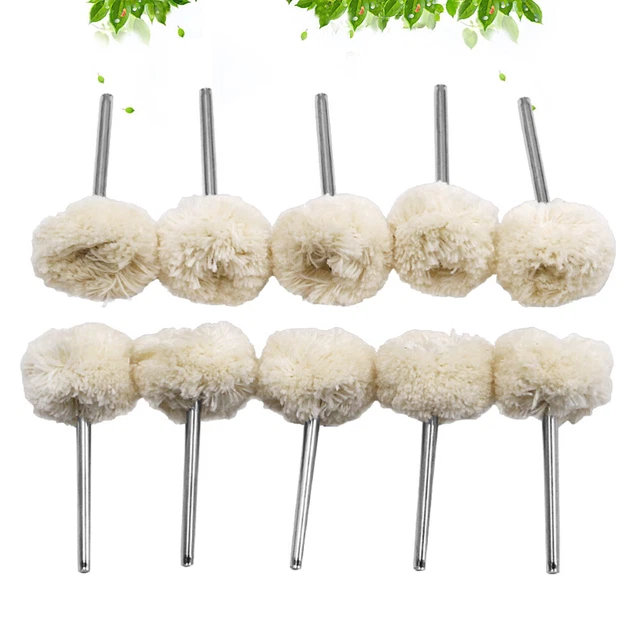 10pcs 3.0 Handle Mounted Wool Polishing Wheel for Rotary Tools Surface Polishing