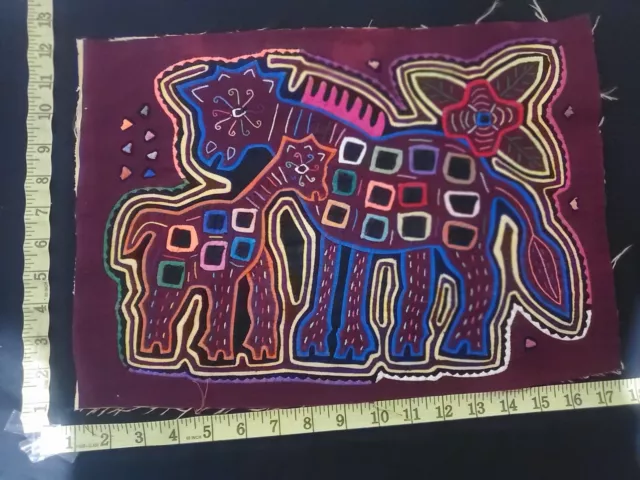 Panama Kuna Mola Folk Art Reverse Applique Embroidery Quilted 1920 discount