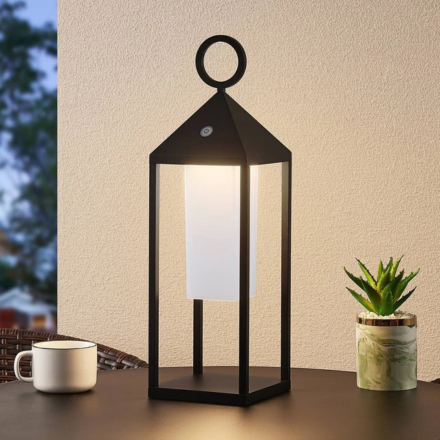 LED-Außenlaterne Miluma Lucande schwarz 3.000 K IP54 Terrassenlicht Deko 54 cm