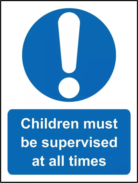 Mandatory signs Children must be supervised at all times Safety sign