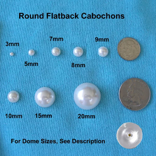 White Cabochons/Flat Back Faux Pearl Beads Craft Quality Various Sizes  Scrapbook