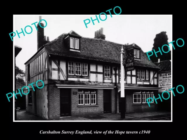 OLD LARGE HISTORIC PHOTO CARSHALTON SURREY ENGLAND THE HOPE TAVERN c1940