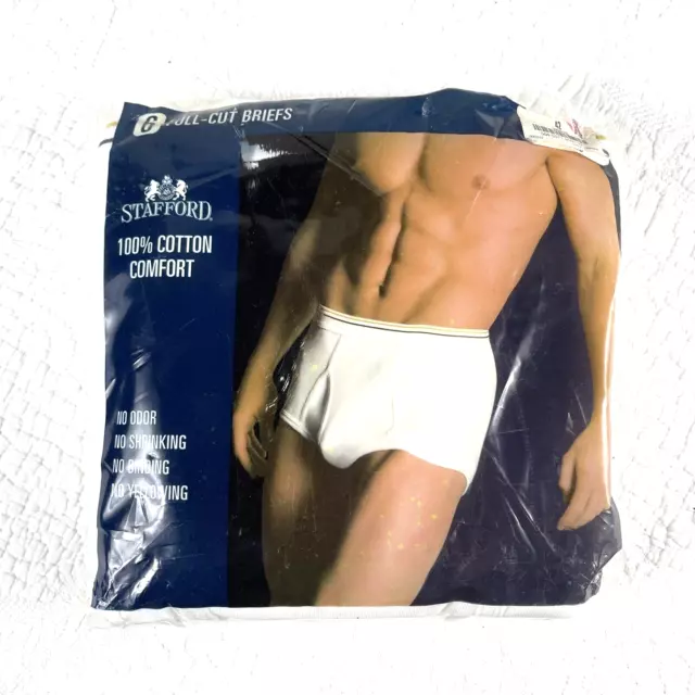6 PACK STAFFORD 100% COTTON FULL CUT Briefs Underwear White Mens Size 42  NEW $19.99 - PicClick