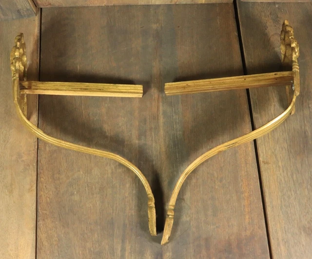 French Antique PAIR Gilt Brass Bronze Curtain Tie Backs Rod Hooks Empire Style 2