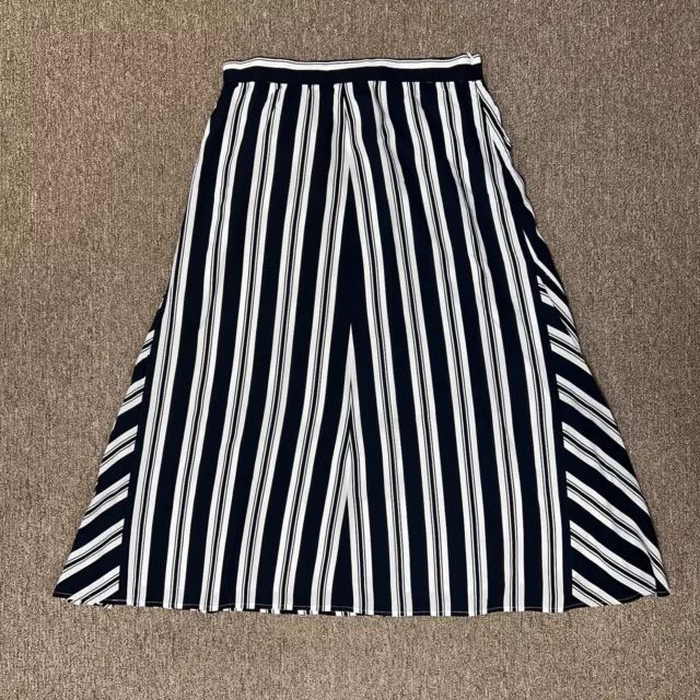 Club Monaco Skirt Womens Size 6 Navy Blue Striped Chiffon Maxi Lined