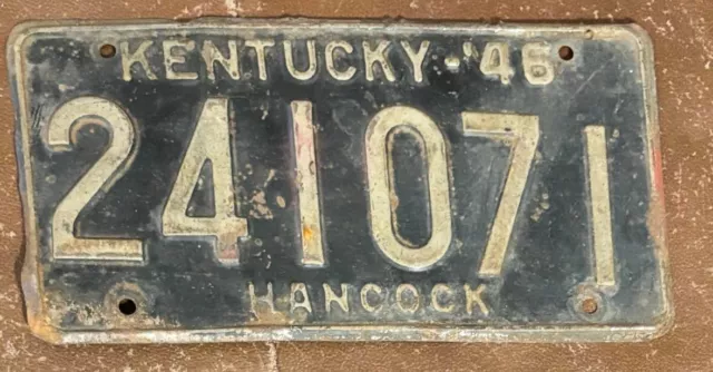Kentucky 1946 HANCOCK COUNTY License Plate # 241071