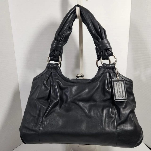 Coach Black Shoulder Bag Purse Parker 13437p Hobo Kiss Lock