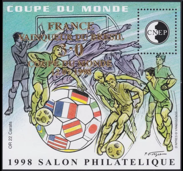 FRANCE 1998 BLOC CNEP N°27** Surchargé OR LYON coupe du monde de Football MNH