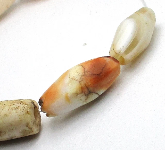 7 Rare Amazing Ancient Graduated Banded Bicone/Oval Agate Beads