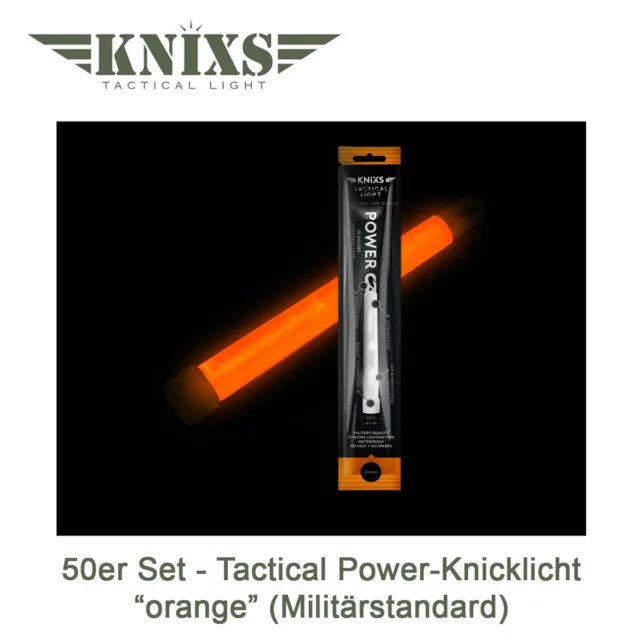 50er Set - Power-Knicklicht Tactical Light im Militär-Standard - orange, 12 h