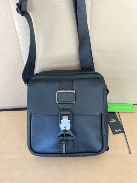 TUMI ALPHA BRAVO Junior Crossbody Bag Black Leather 932709 $425 Rare
