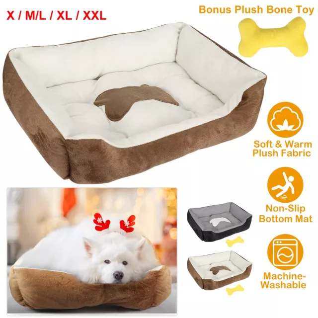 LARGE Pet Calming Bed Dog Cat Sleeping Kennel Puppy Super Soft Mat Pad Warm Nest