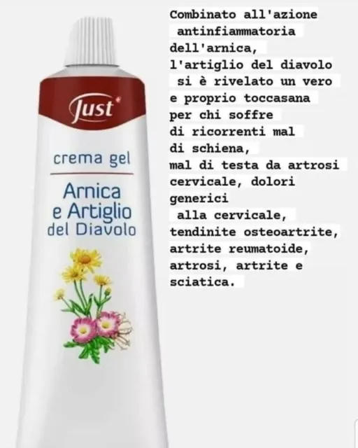 Crema Gel Arnica e Artiglio del Diavolo Just 100ml nuova infiammazioni muscolari