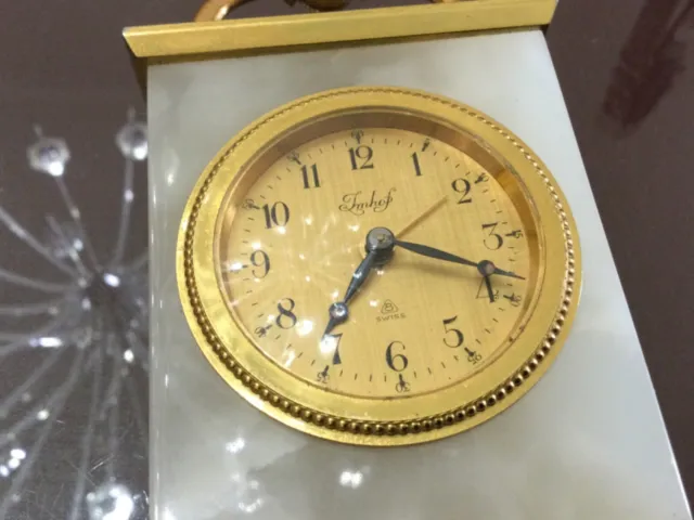 Prestigiosa Sveglia In Marmo Imhof Watch.swiss Made.8 Giorni.vintage.da Riparare