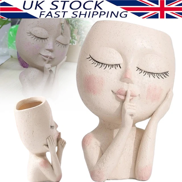 Girl Face Head Statue Flowerpot Plant Growing Planter Nordic Flower Pot Decor