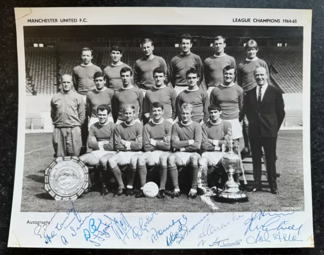 GEORGE BEST plus 14 " SIGNED MANCHESTER UNITED 1964-1965 CHAMPIONS - MAN UTD